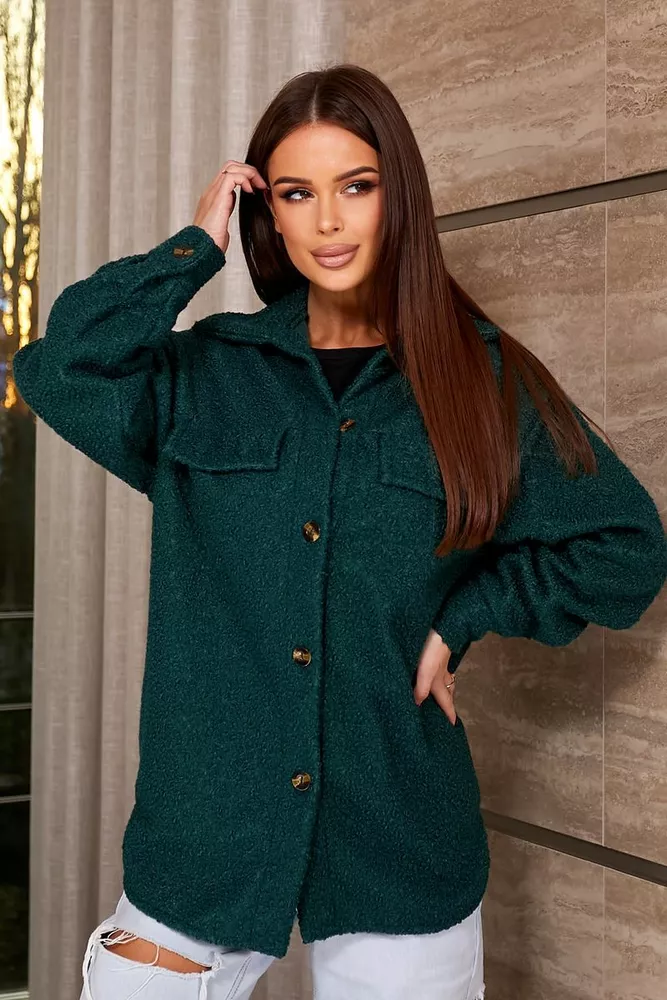 Купить Рубашка -бомбер женская, цвет зеленый, 257R153 - Фото №10