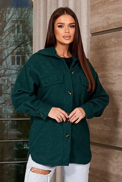 Рубашка -бомбер женская, цвет зеленый, 257R153