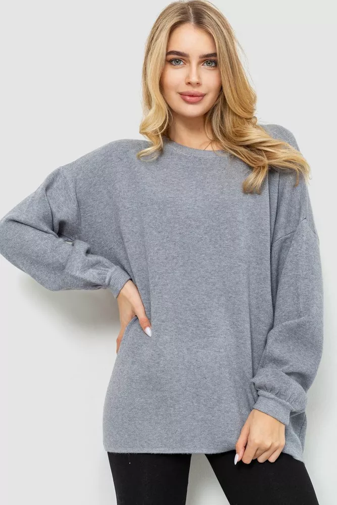 Купити Светр жіночий м'який oversize, колір сірий, 204R164 оптом - Фото №1