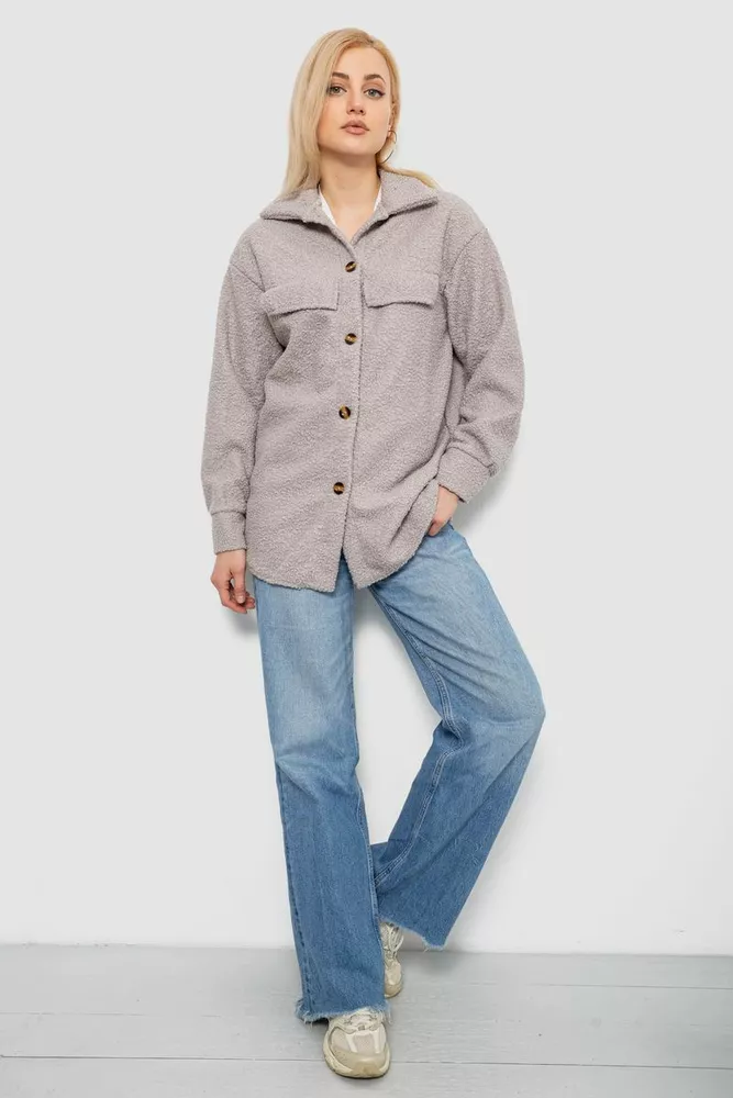 Купить Рубашка -бомбер женская, цвет серый, 257R153 оптом - Фото №2