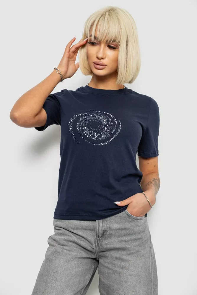 Купить Футболка женская с принтом, цвет синий, 241R139 - Фото №1