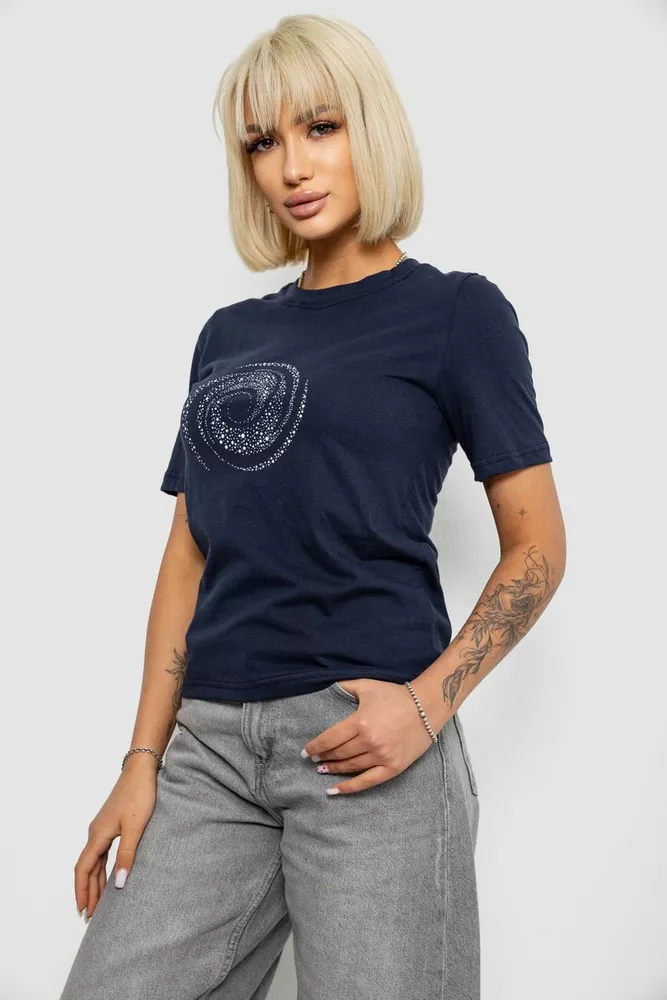 Купить Футболка женская с принтом, цвет синий, 241R139 - Фото №3