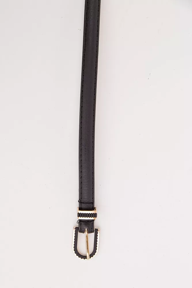 Купити Жіночий тонкий ремінь, зі шкірзаму, чорного кольору, 196RL1010W19 - Фото №2