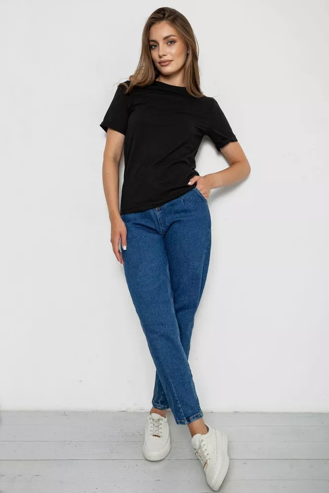 Купить Футболка женская однотонная  -уценка, цвет черный, 238R111-1-U-3 - Фото №2