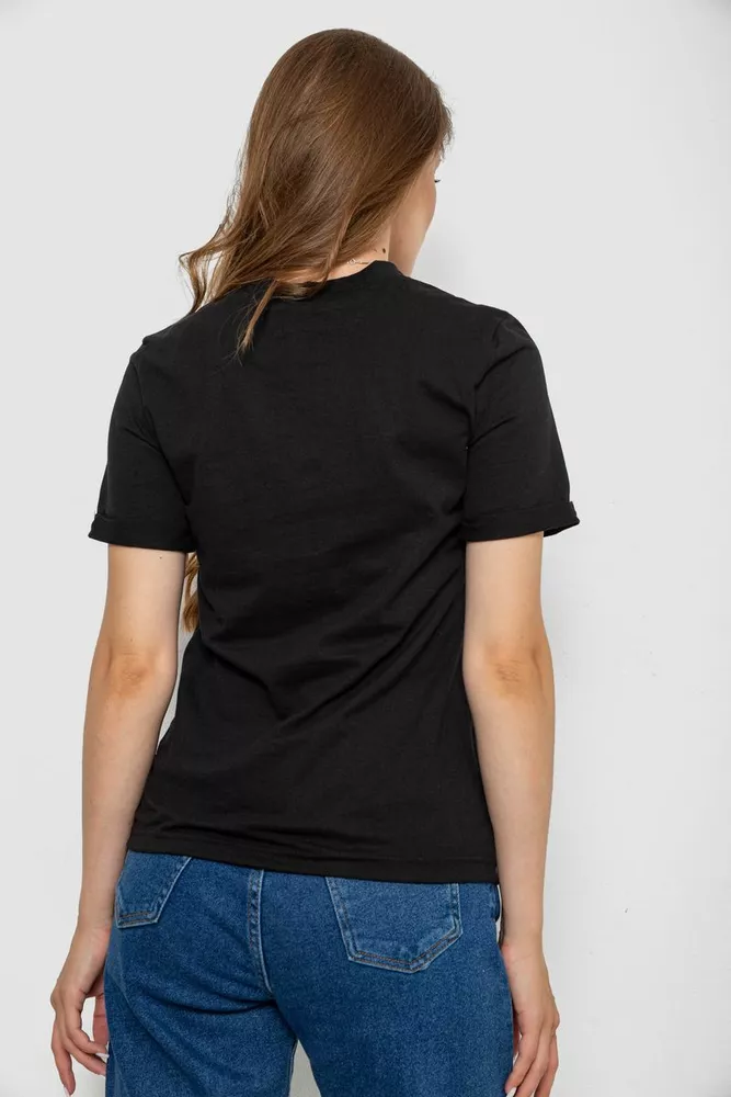 Купить Футболка женская однотонная  -уценка, цвет черный, 238R111-1-U-3 - Фото №4