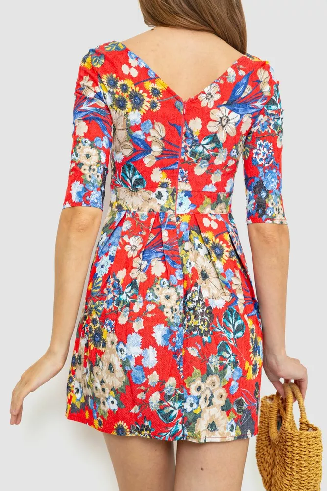 Купити Сукня ошатна коротка, колір червоно-синій, 186R310 оптом - Фото №4