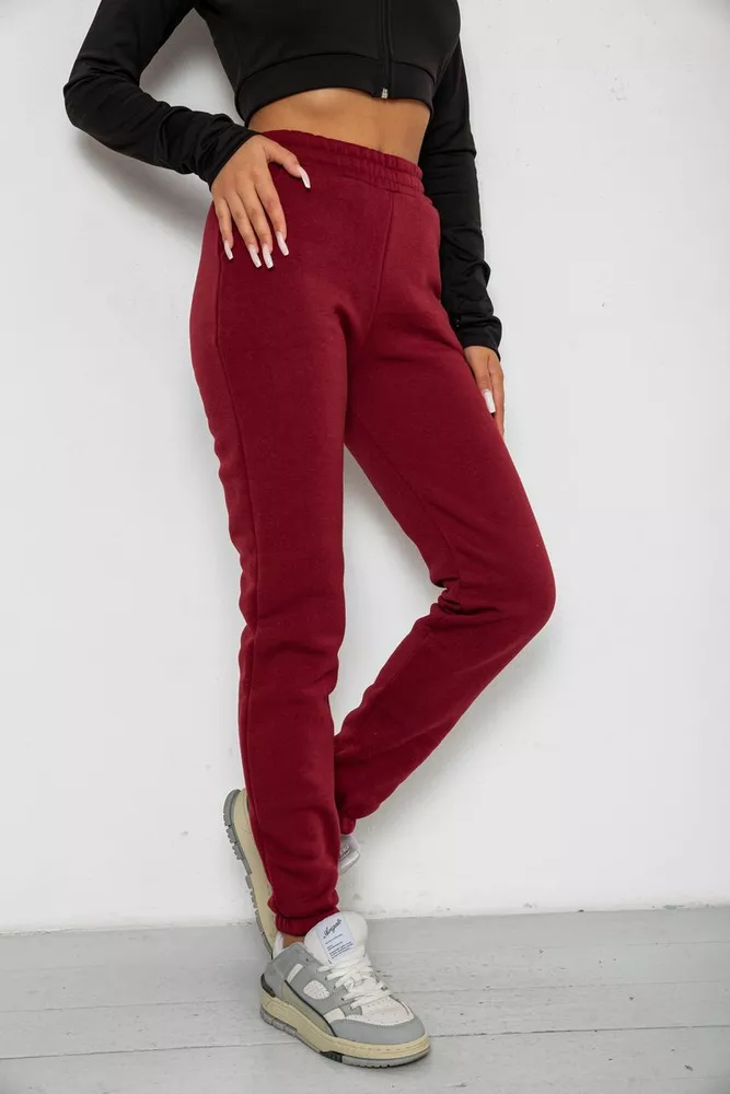 Купить Спортивные штаны женские на флисе  -уценка, цвет бордовый, 238R58600-U - Фото №3