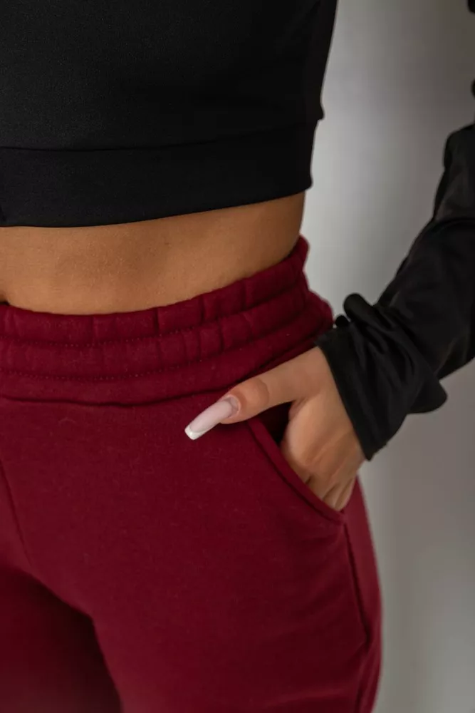 Купить Спортивные штаны женские на флисе  -уценка, цвет бордовый, 238R58600-U - Фото №5
