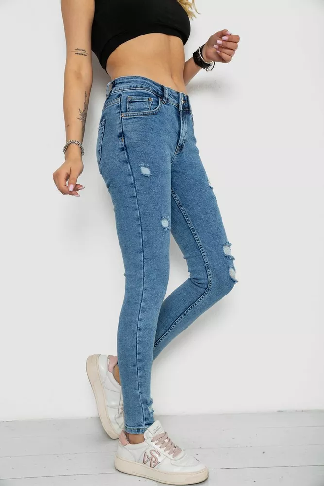 Купити Джинси жіночі Skinny, колір блакитний, 182R1414 - Фото №3