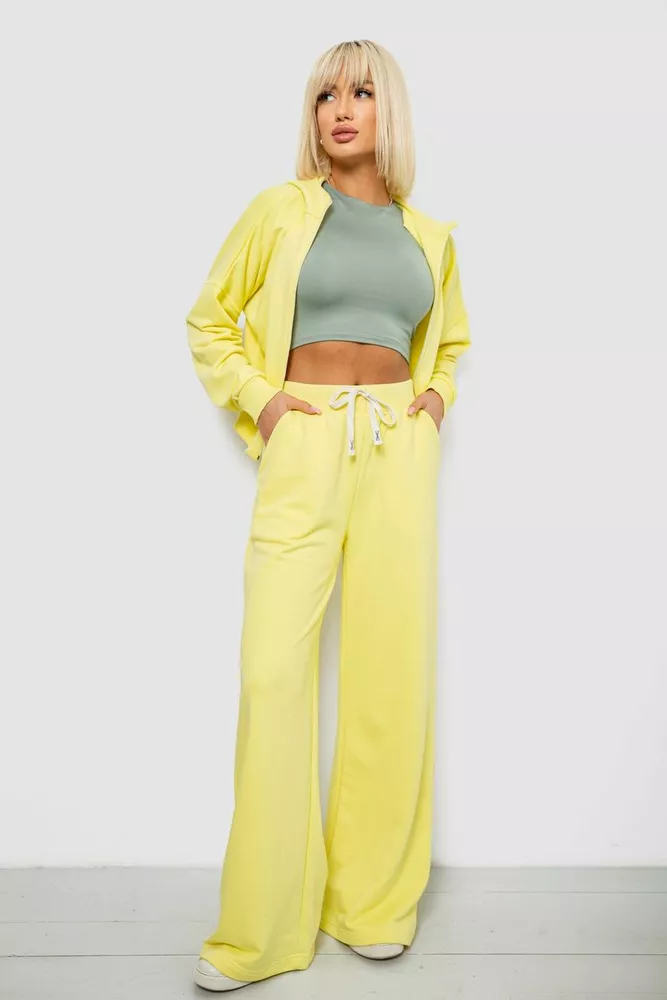 Купити Спортивний костюм жіночий однотонний, колір жовтий, 244R1074AG - Фото №1