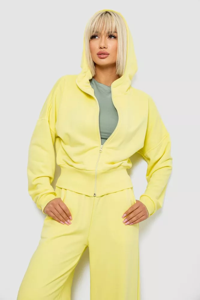 Купити Спортивний костюм жіночий однотонний, колір жовтий, 244R1074AG - Фото №2