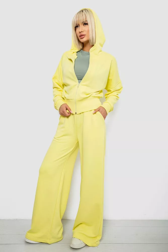 Купити Спортивний костюм жіночий однотонний, колір жовтий, 244R1074AG - Фото №3