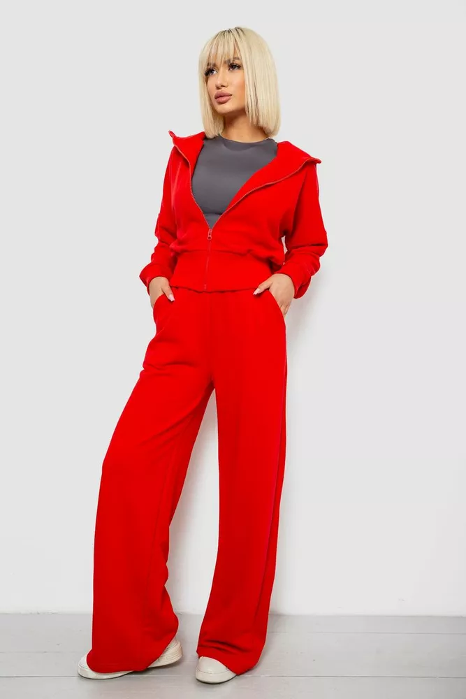Купить Спортивный костюм женский однотонный, цвет красный, 244R1074AG - Фото №3