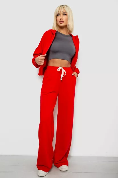Спортивный костюм женский однотонный, цвет красный, 244R1074AG