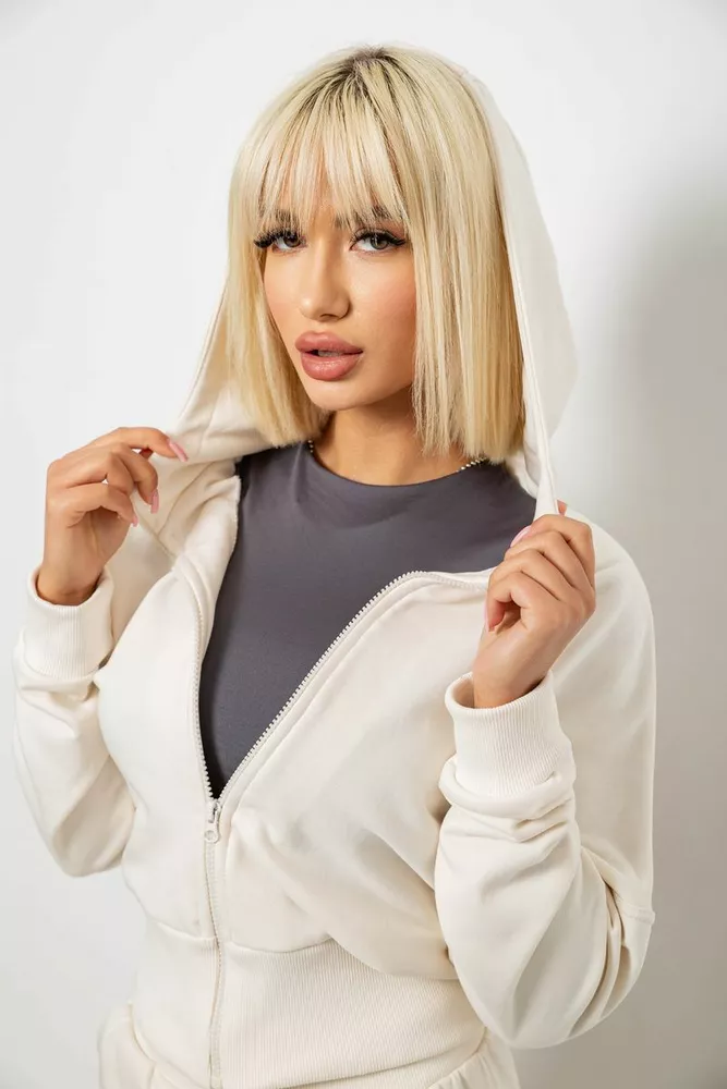 Купить Спортивный костюм женский однотонный, цвет молочный, 244R1074AG - Фото №5