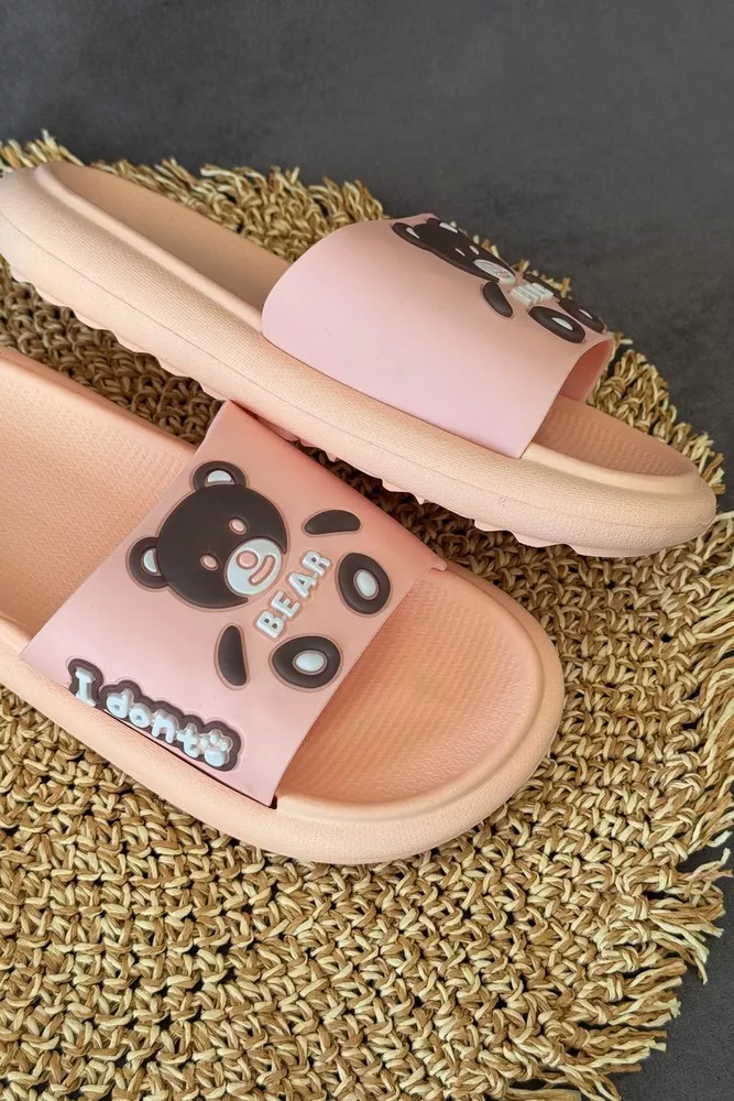 Купить Шлепанцы женские с аппликацей, цвет персиковый, 243R5028-27A - Фото №2