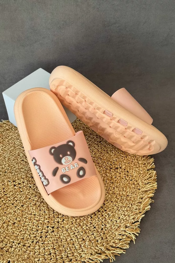 Купить Шлепанцы женские с аппликацей, цвет персиковый, 243R5028-27A - Фото №3