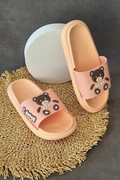 Шлепанцы женские с аппликацей, цвет персиковый, 243R5028-27A