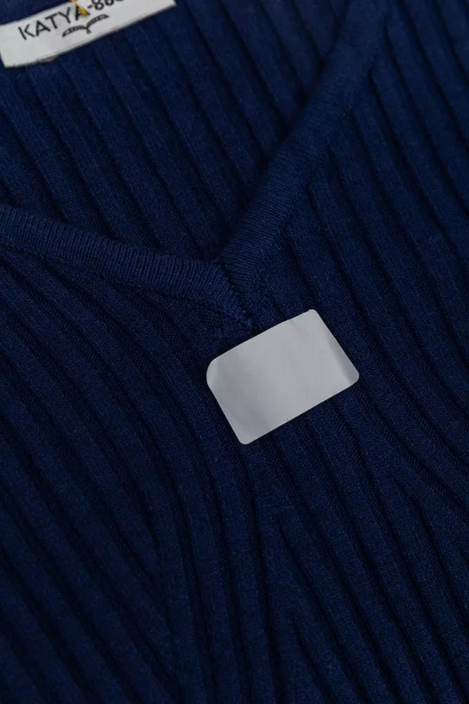 Купити Кофта жіноча в рубчик однотонна  -уцінка, колір темно-синій, 221R223-U-1 - Фото №2