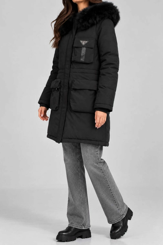 Купити Куртка жіноча зимова коротка, колір чорний, 129R8527 - Фото №3