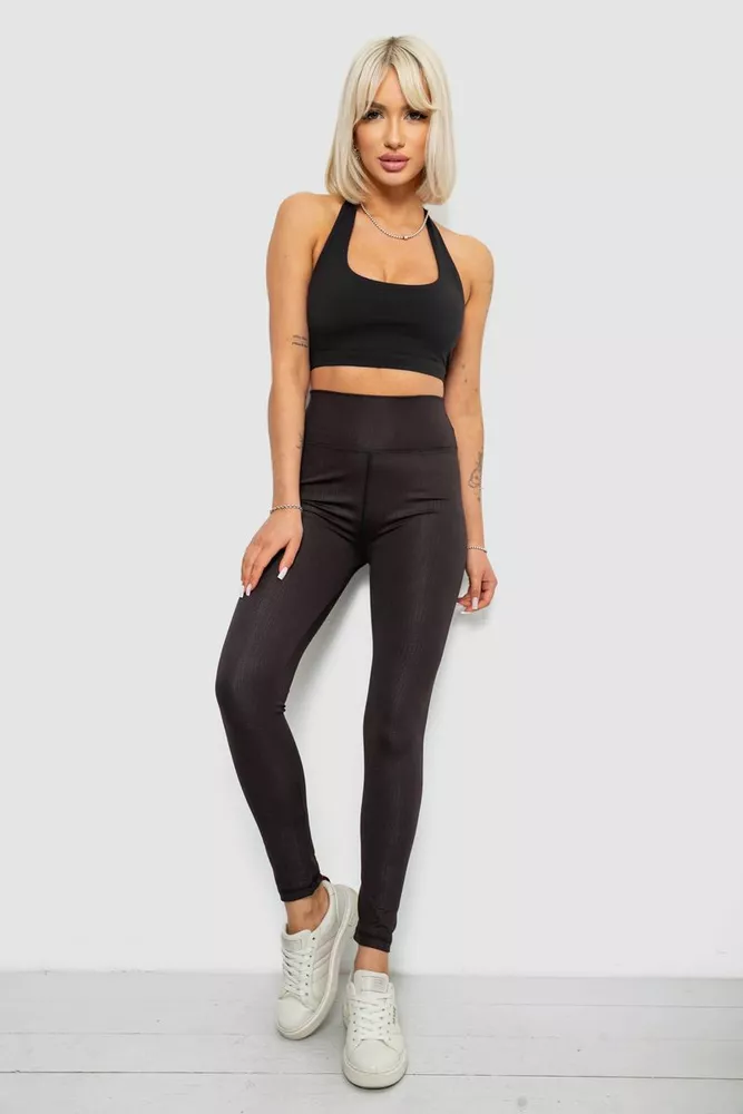 Купити Лосини жіночі однотонні з принтом, колір чорний, 214R927 оптом - Фото №2