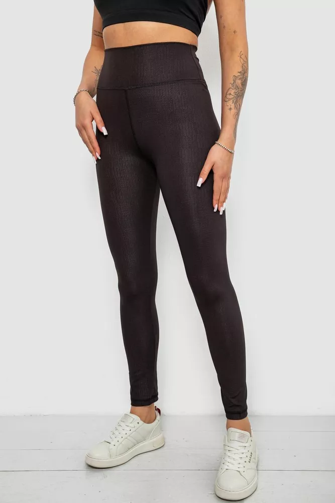 Купити Лосини жіночі однотонні з принтом, колір чорний, 214R927 оптом - Фото №3