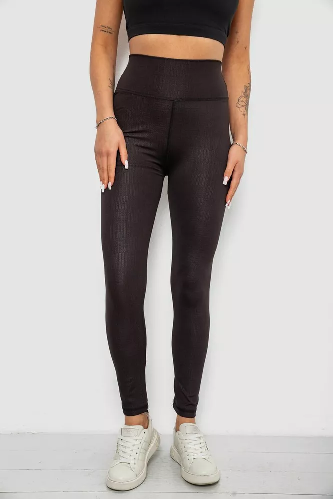 Купити Лосини жіночі однотонні з принтом, колір чорний, 214R927 оптом - Фото №1