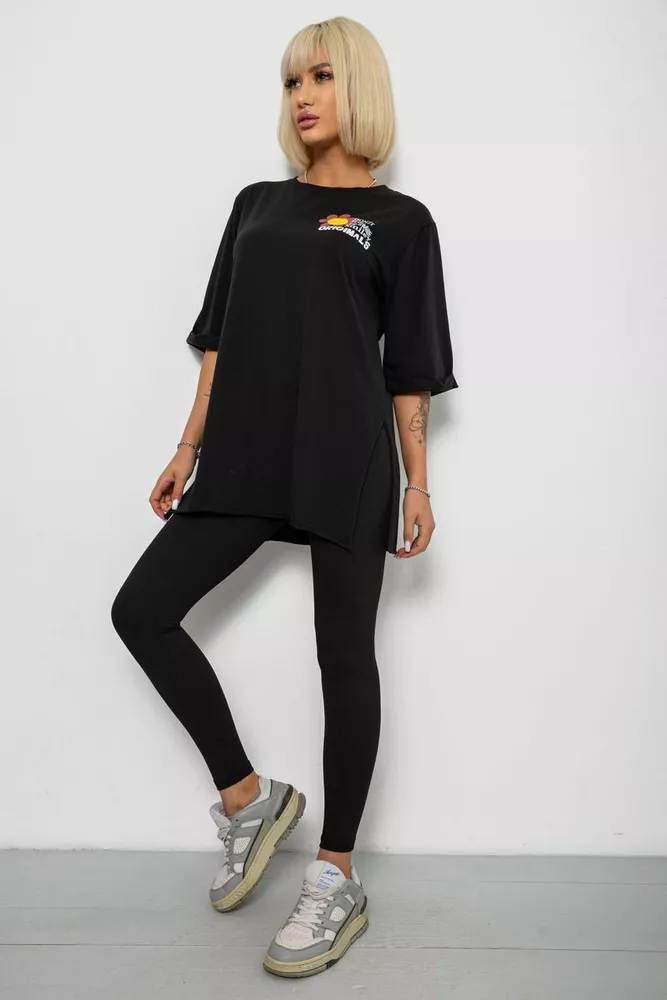 Купить Футболка женская с принтом, цвет черный, 244R1031-5 - Фото №2