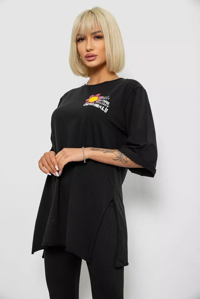 Купить Футболка женская с принтом, цвет черный, 244R1031-5 - Фото №3