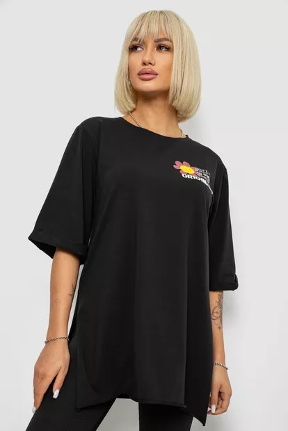 Футболка женская с принтом, цвет черный, 244R1031-5