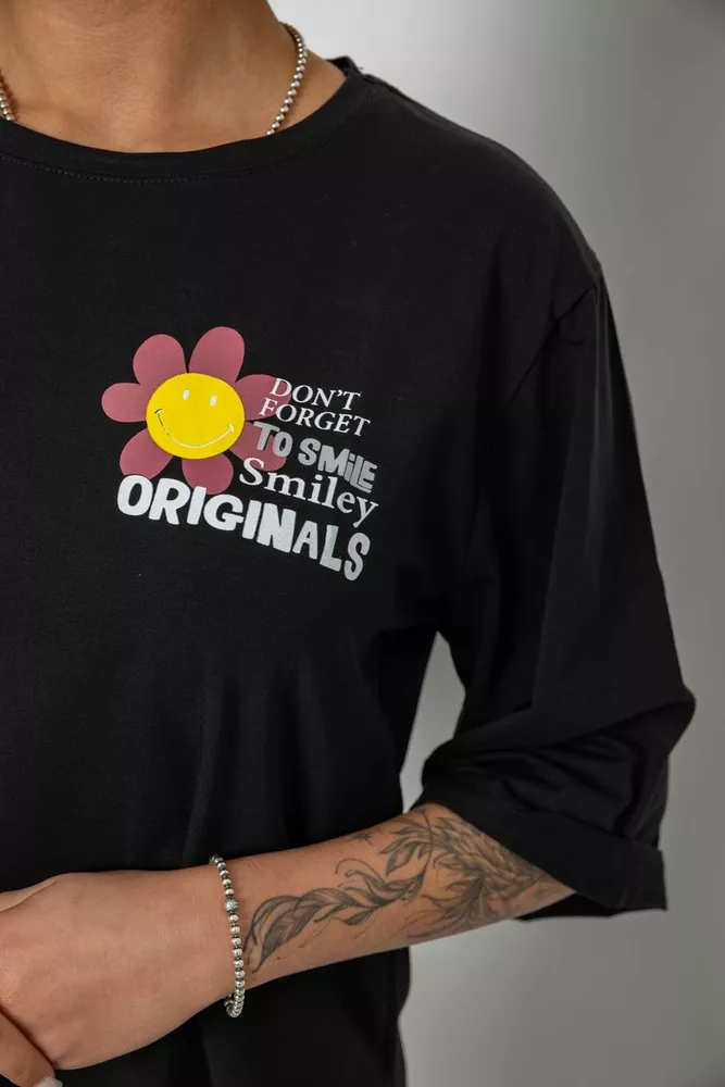 Купить Футболка женская с принтом, цвет черный, 244R1031-5 - Фото №6