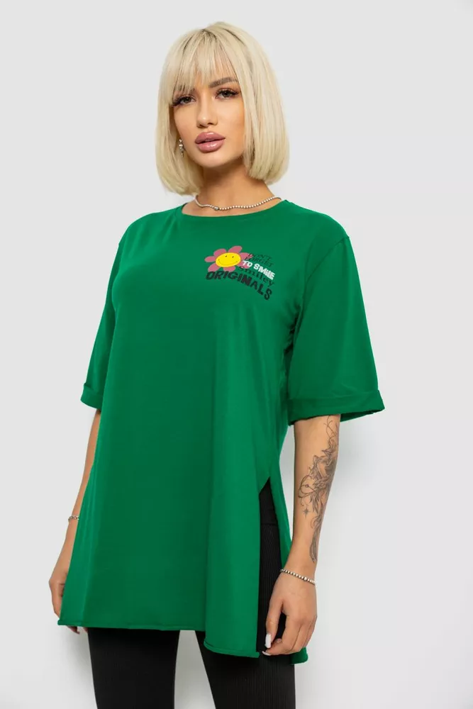 Купить Футболка женская с принтом, цвет темно-зеленый, 244R1031-5 - Фото №3