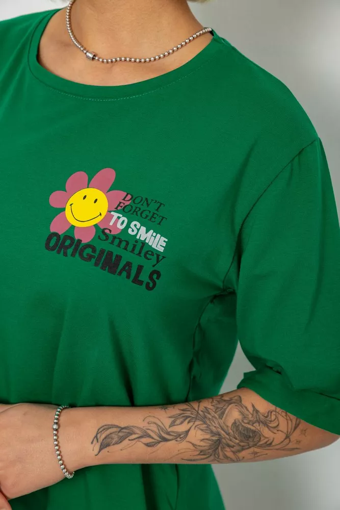 Купить Футболка женская с принтом, цвет темно-зеленый, 244R1031-5 - Фото №5