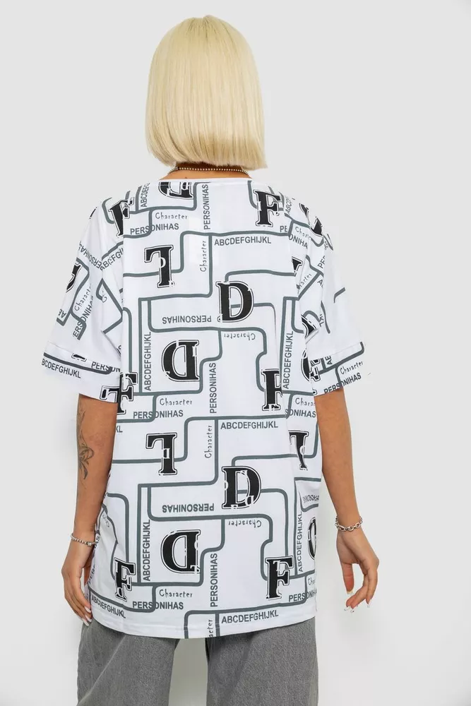 Купити Футболка жіноча з принтом, колір білий, 244R4016 оптом - Фото №4