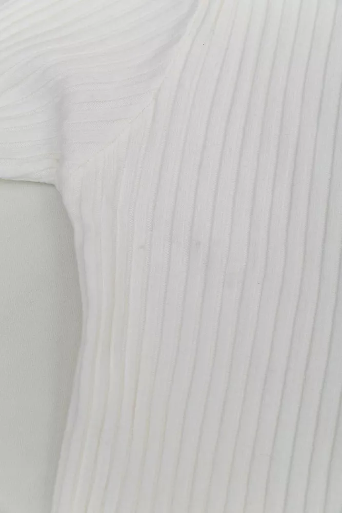 Купити Кофта жіноча в рубчик однотонна  -уцінка, колір білий, 221R223-U - Фото №2