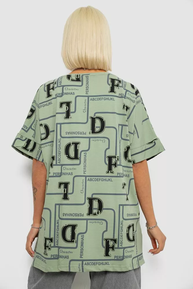 Купити Футболка жіноча з принтом, колір оливковий, 244R4016 - Фото №4