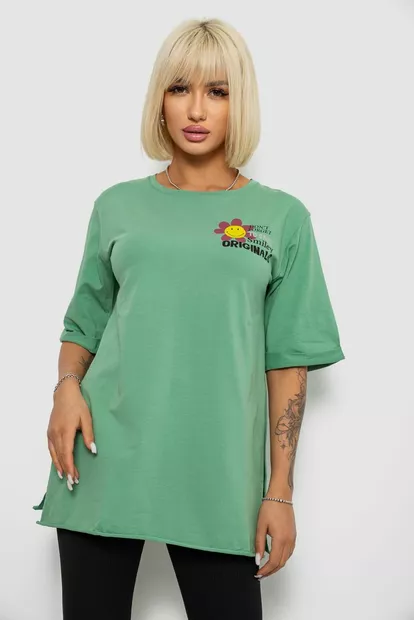 Футболка женская с принтом, цвет оливковый, 244R1031-5