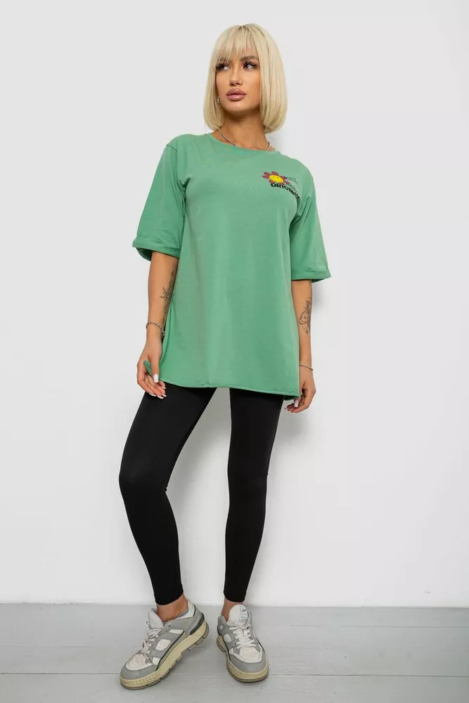 Купить Футболка женская с принтом, цвет оливковый, 244R1031-5 - Фото №2