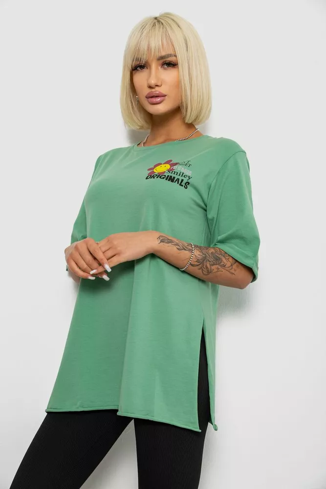 Купить Футболка женская с принтом, цвет оливковый, 244R1031-5 - Фото №3