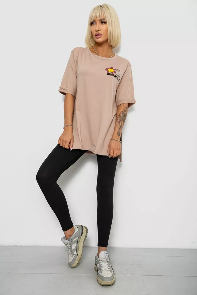 Купить Футболка женская с принтом, цвет бежевый, 244R1031-5 - Фото №2