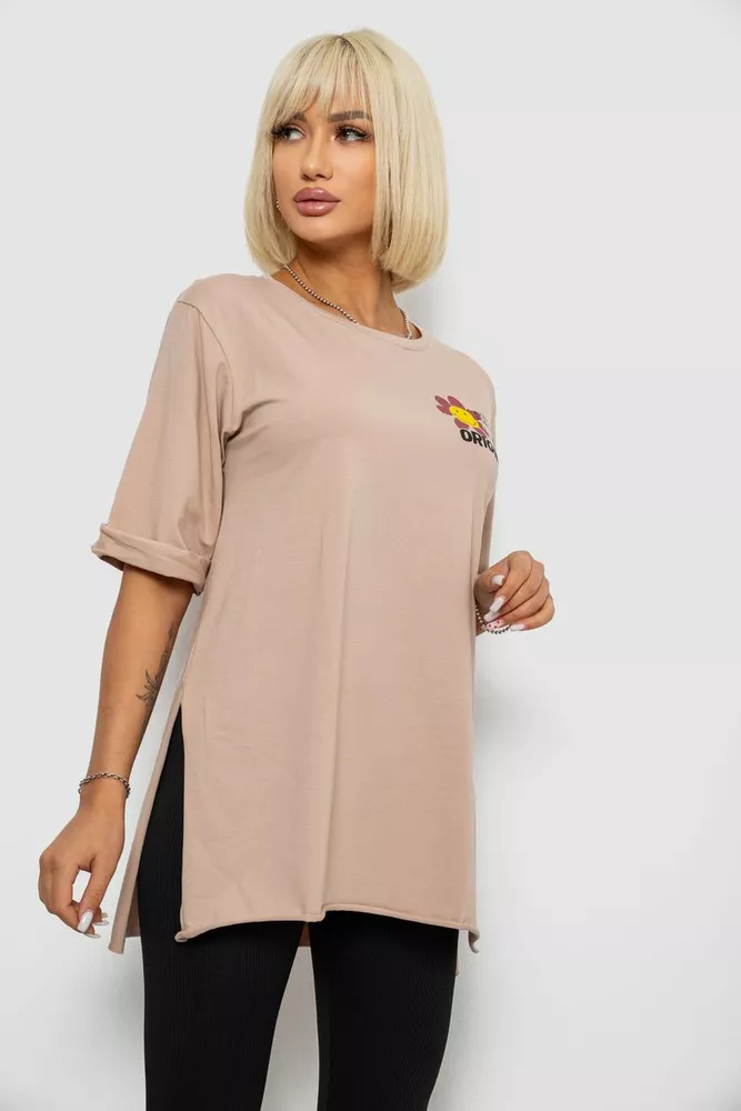 Купить Футболка женская с принтом, цвет бежевый, 244R1031-5 - Фото №3