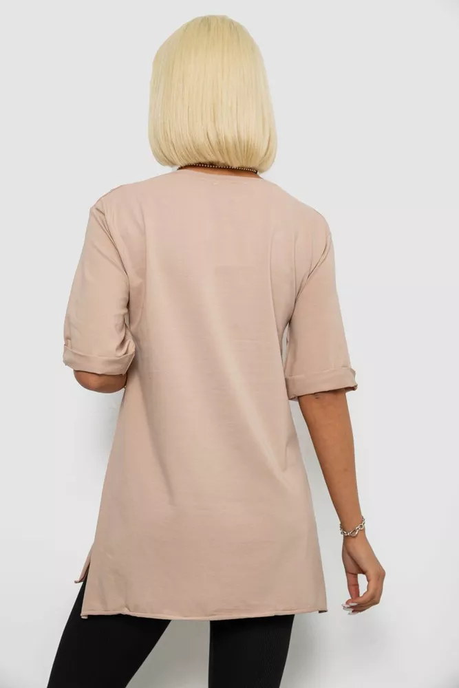 Купить Футболка женская с принтом, цвет бежевый, 244R1031-5 - Фото №4