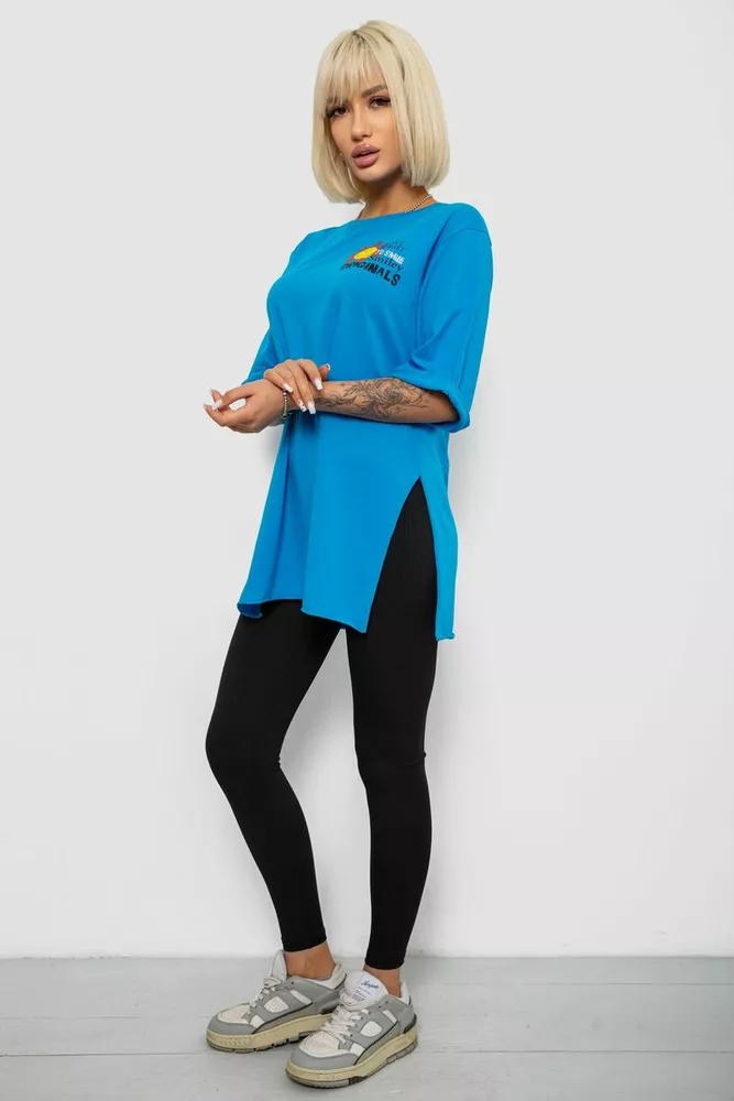 Купить Футболка женская с принтом, цвет голубой, 244R1031-5 - Фото №2