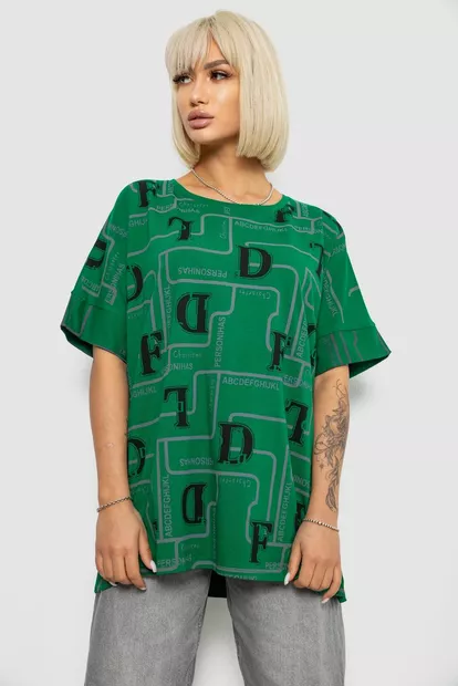 Футболка жіноча з принтом, колір зелений, 244R4016