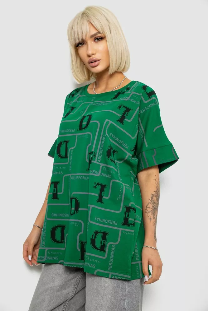 Купити Футболка жіноча з принтом, колір зелений, 244R4016 оптом - Фото №3