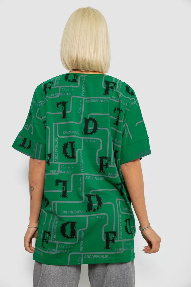 Купити Футболка жіноча з принтом, колір зелений, 244R4016 оптом - Фото №4