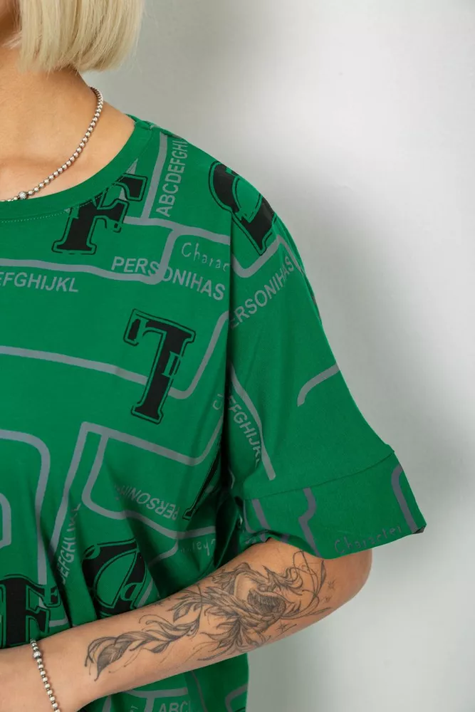 Купити Футболка жіноча з принтом, колір зелений, 244R4016 оптом - Фото №5