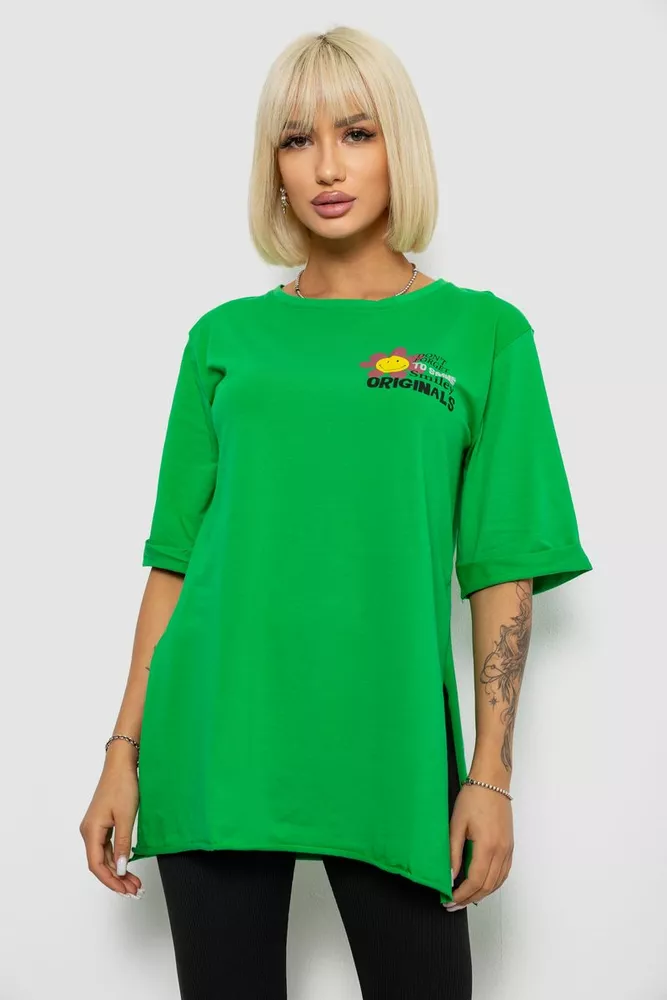 Купить Футболка женская с принтом, цвет зеленый, 244R1031-5 - Фото №1