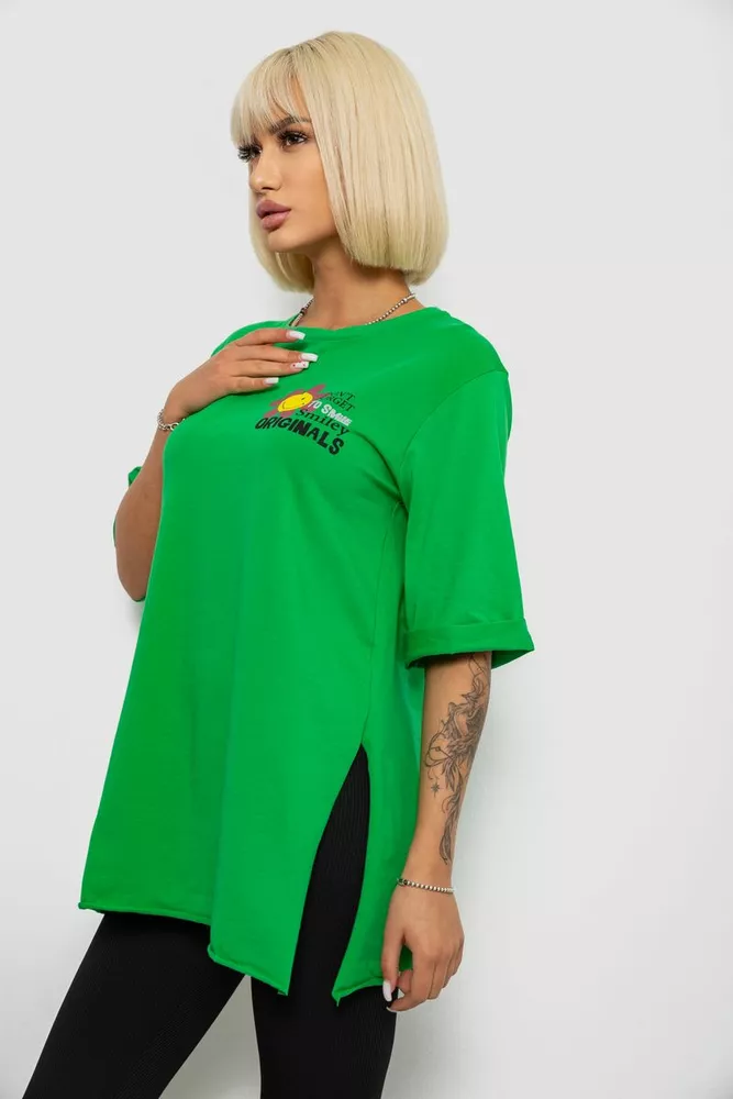 Купить Футболка женская с принтом, цвет зеленый, 244R1031-5 - Фото №3