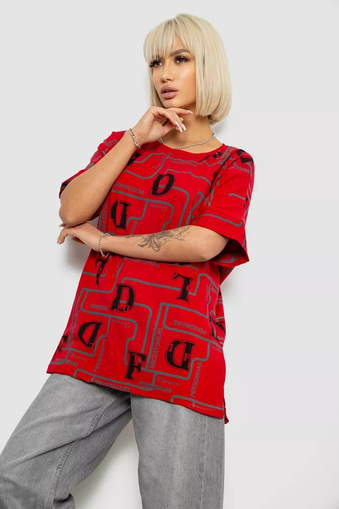 Купити Футболка жіноча з принтом, колір червоний, 244R4016 - Фото №3